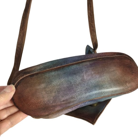 Anuschka NEVER USED Handpaint Leather Asymmetric Cross Body Abstract - Picture 11 of 12